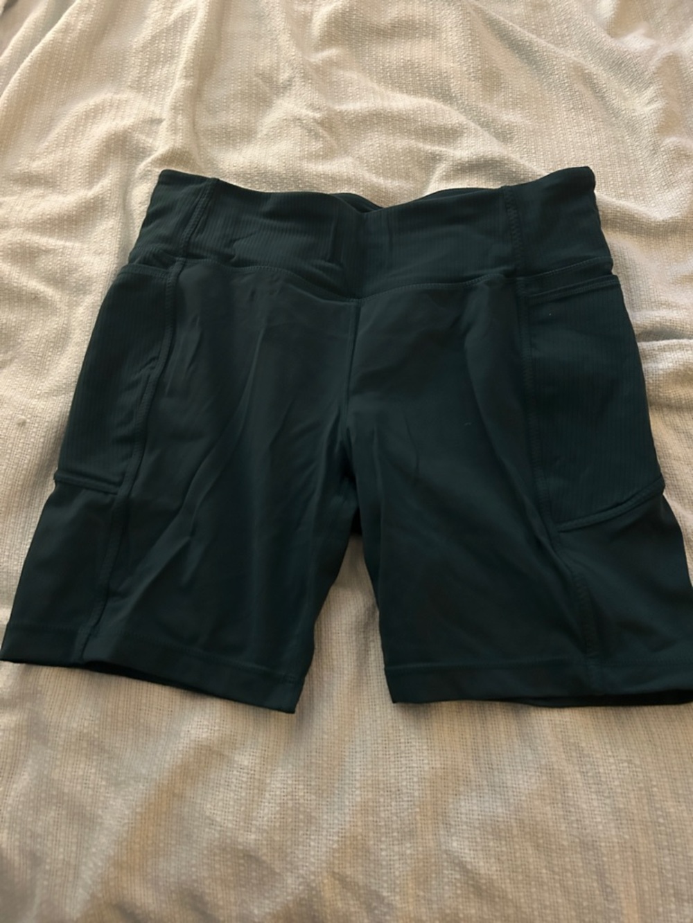 Mondetta Women's Dark Teal High-Rise Bike Shorts with Side Pockets